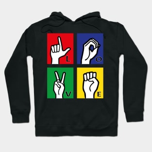 Love Hand Sign - Square Colorful Hoodie